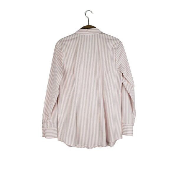 J Jill Button Up Johnny Collar Top Pink Stripe Stretch Cotton Blend Size Small - Picture 2 of 7